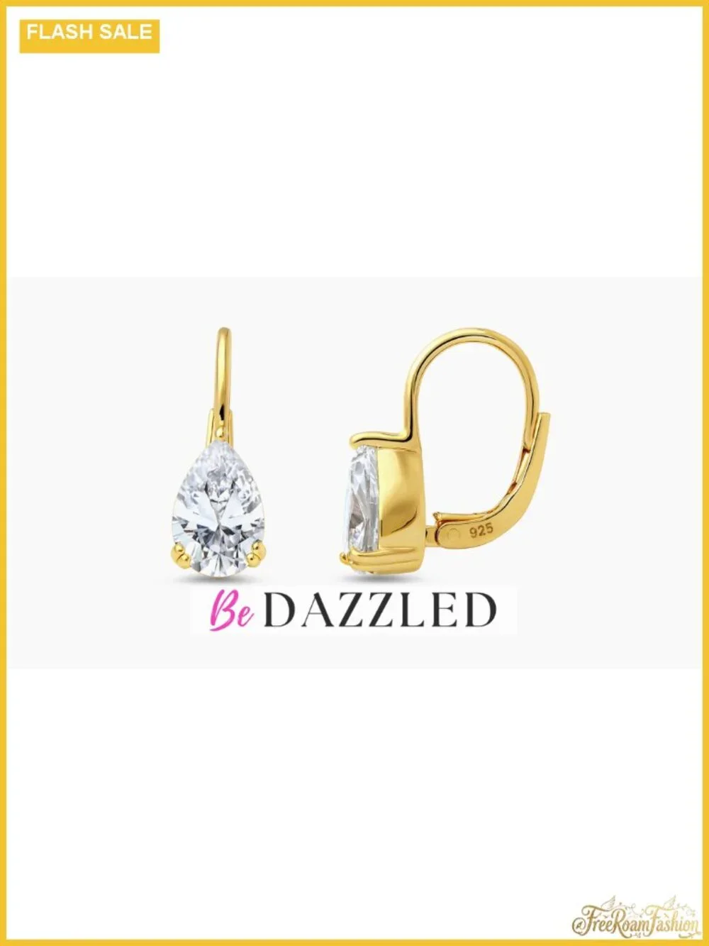 Sterling Silver CZ Solitaire Dangle Drop Earrings Leverback Women